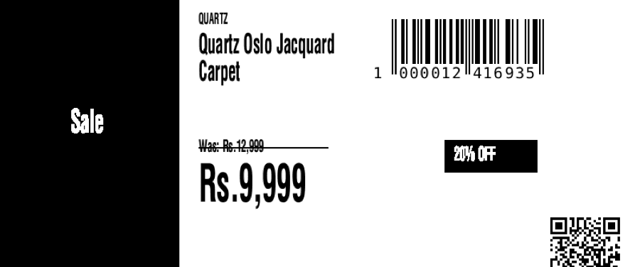 ZPL output on a 100 by 42 millimetre shelf label